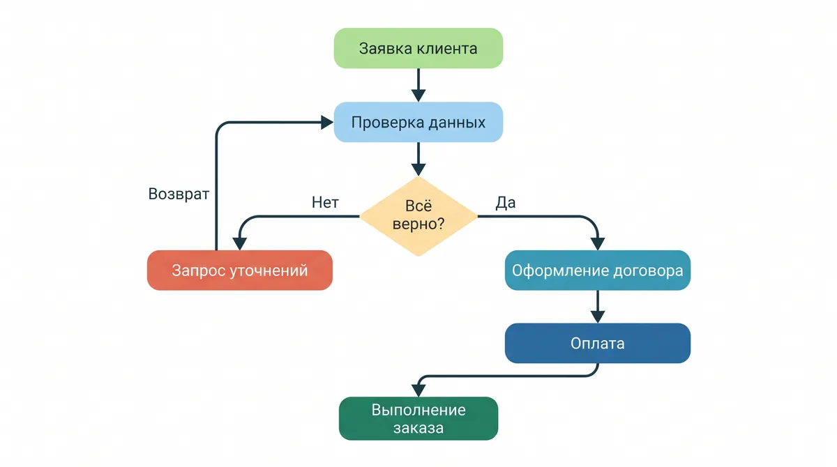 Пример результата: Блок-схема по описанию