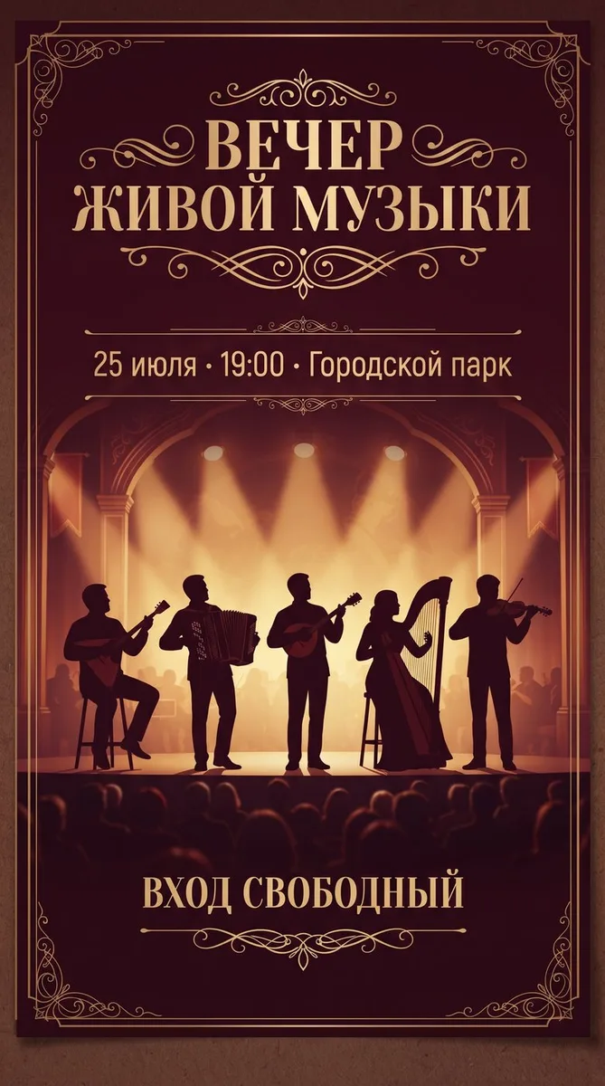 Пример результата: Афиша концерта
