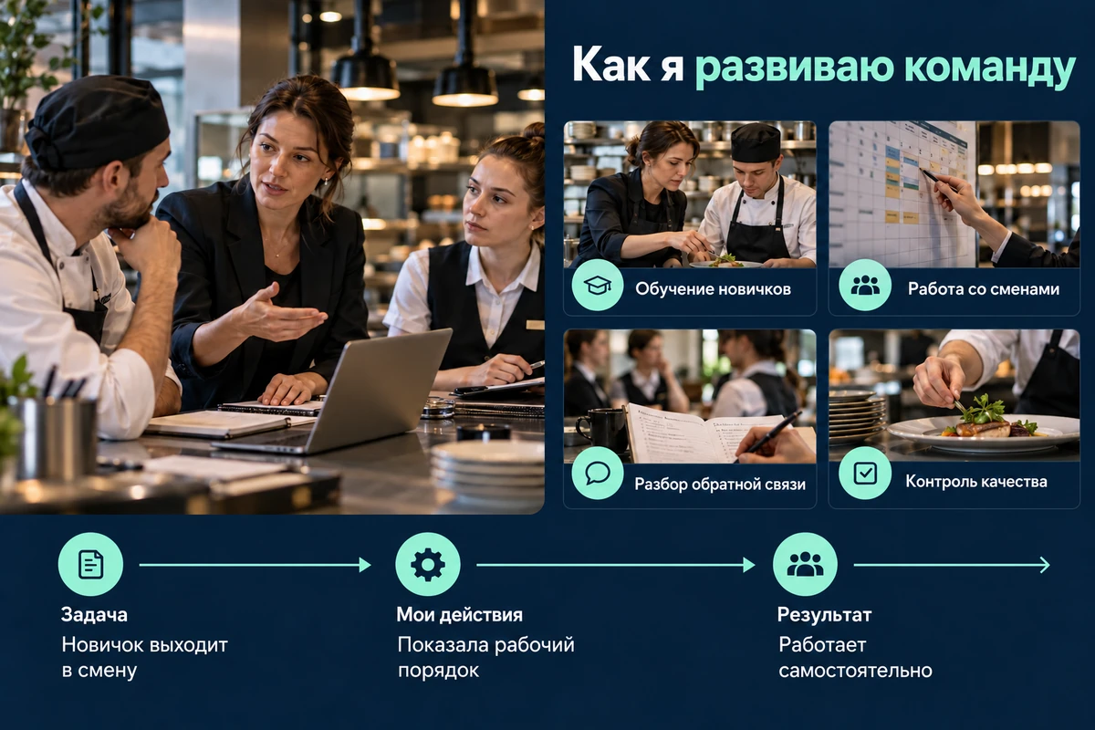 Самопрезентация руководительницы ресторанной команды с разбором рабочей задачи