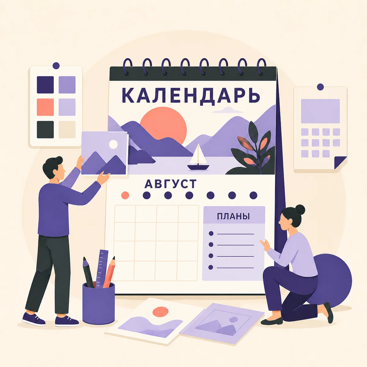 Иллюстрация: Создать дизайн календаря