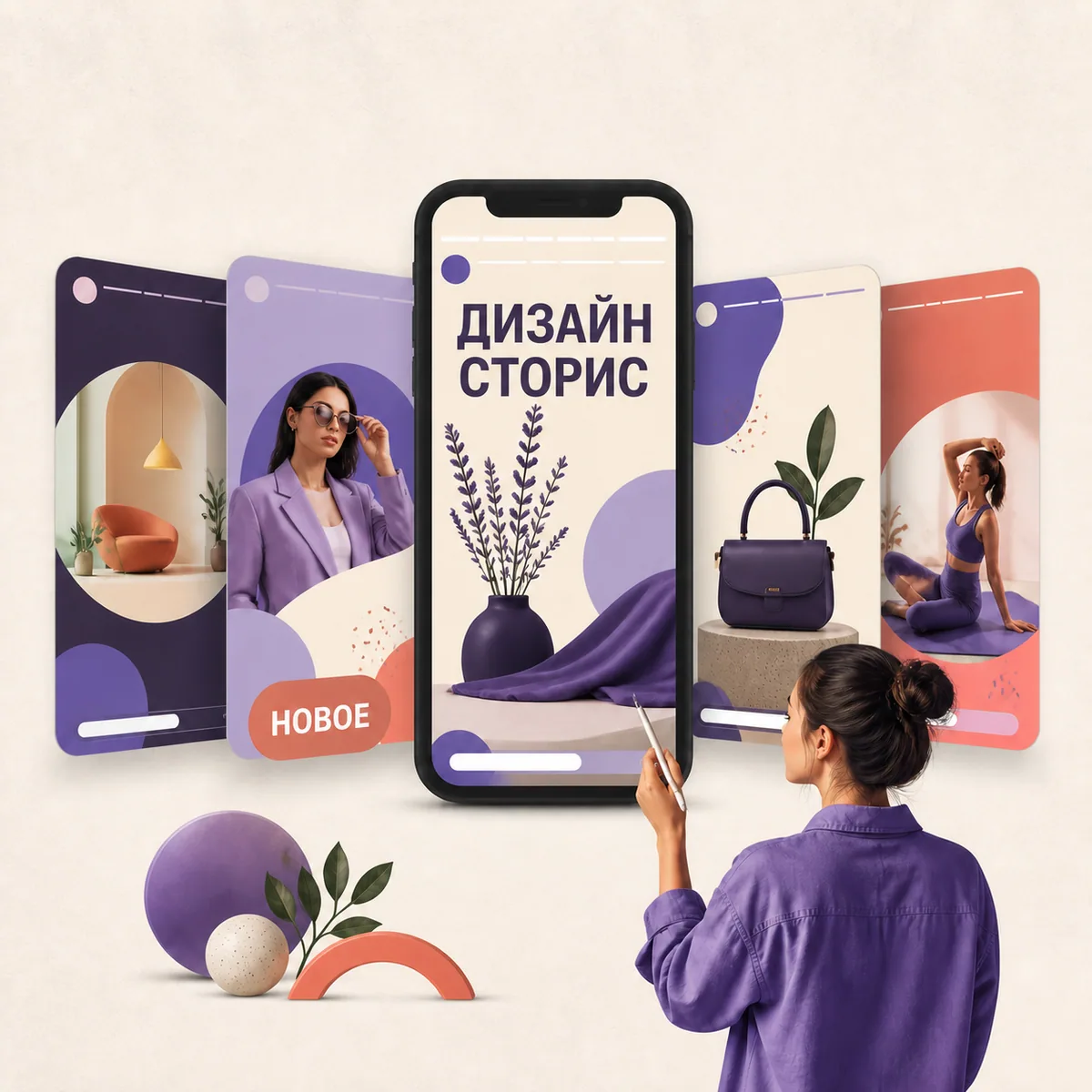 Иллюстрация: Создать дизайн сторис