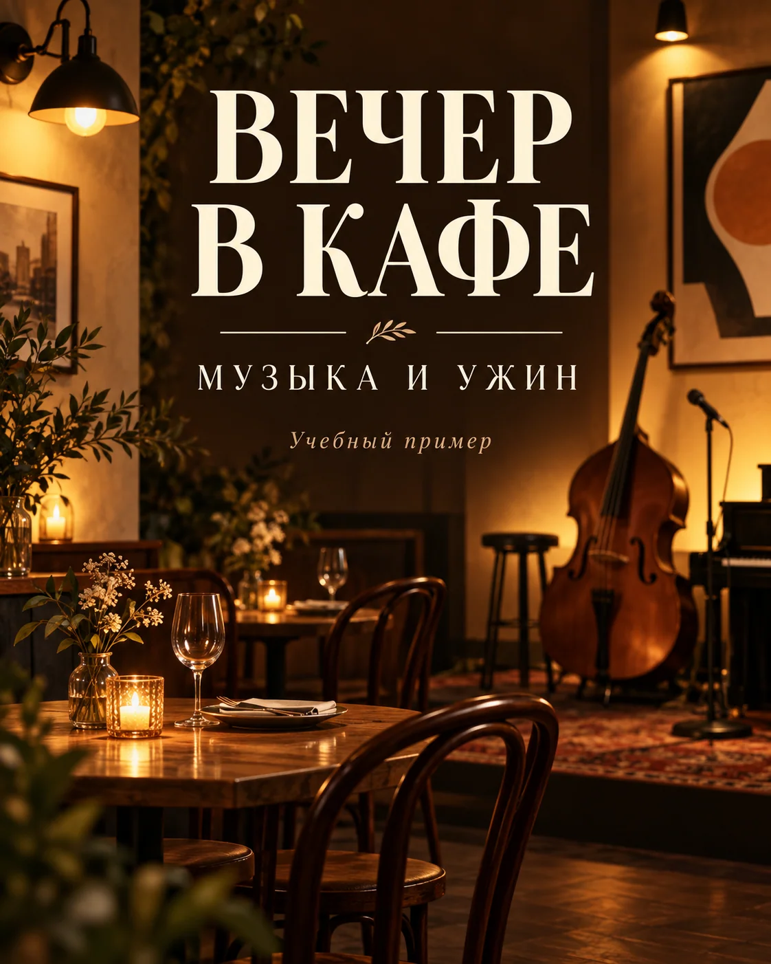 Учебная афиша музыкального вечера в кафе