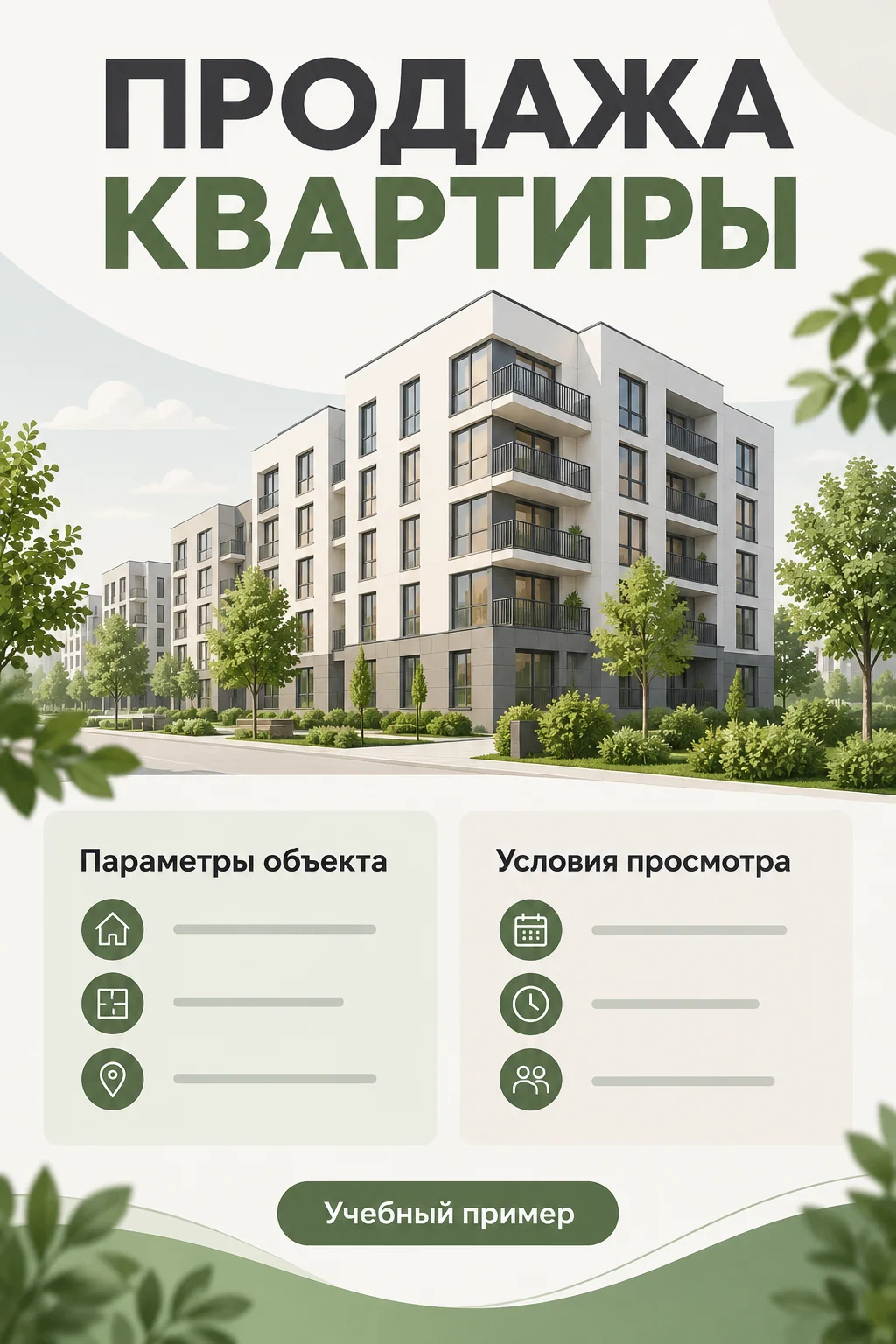 Учебный макет объявления о продаже квартиры без вымышленных характеристик